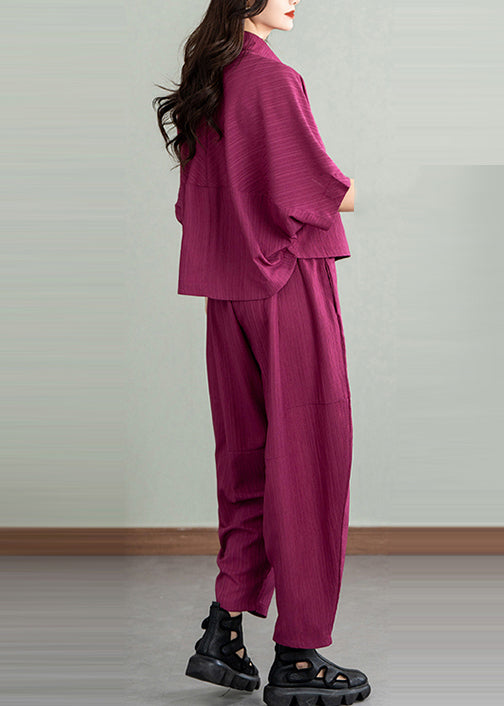 Oversized Two Sleeve Pieces Cotton Set Rose Batwing