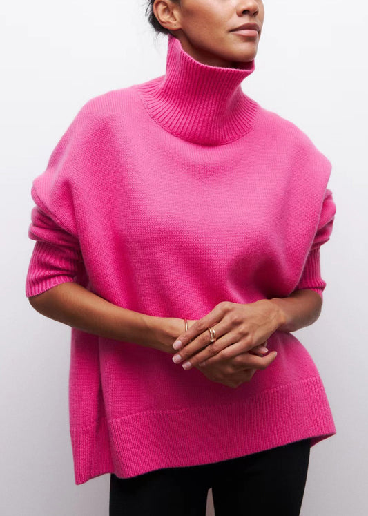 Cozy Sweaters Turtleneck Knit Thick Spring Rose