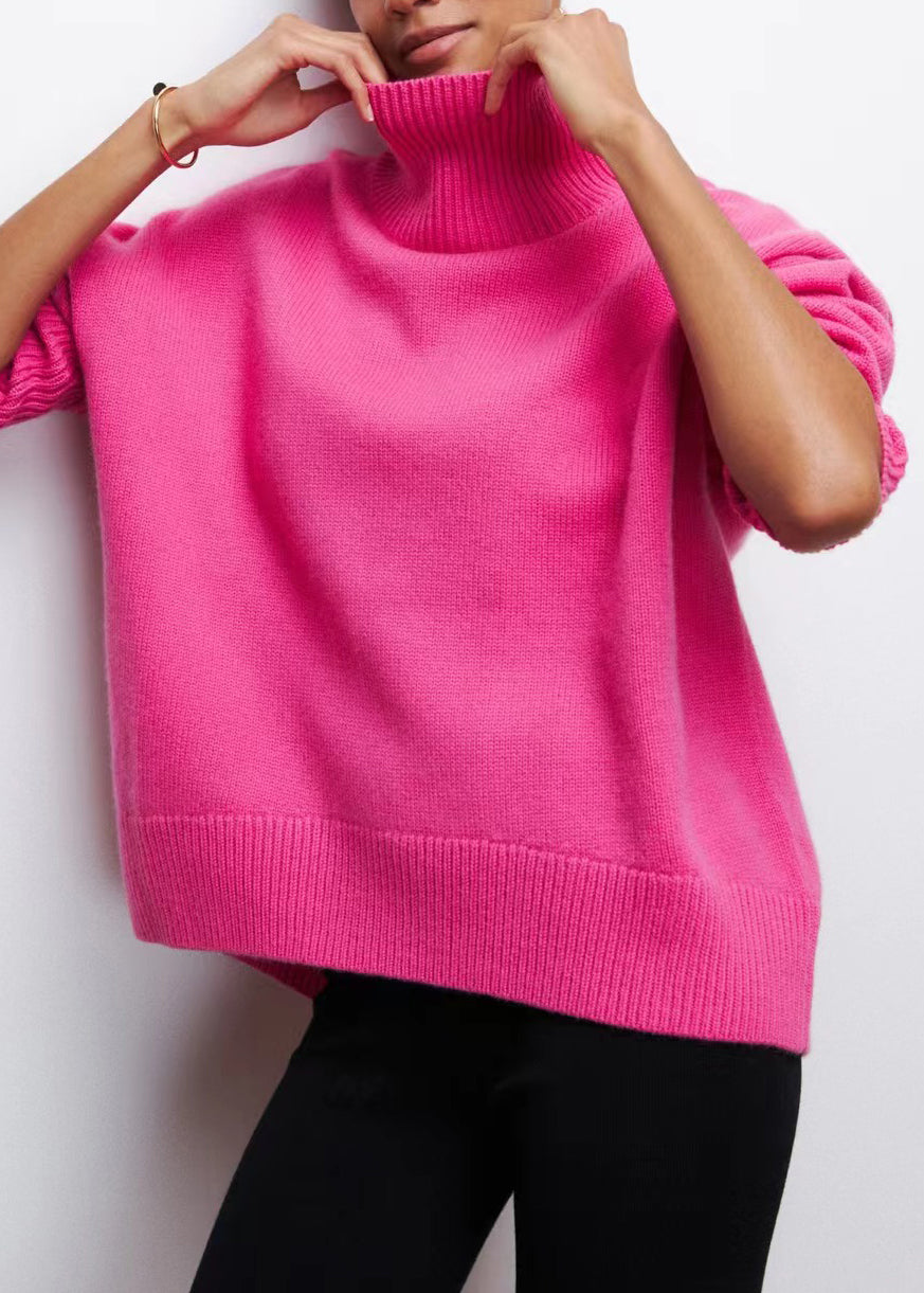 Cozy Sweaters Turtleneck Knit Thick Spring Rose