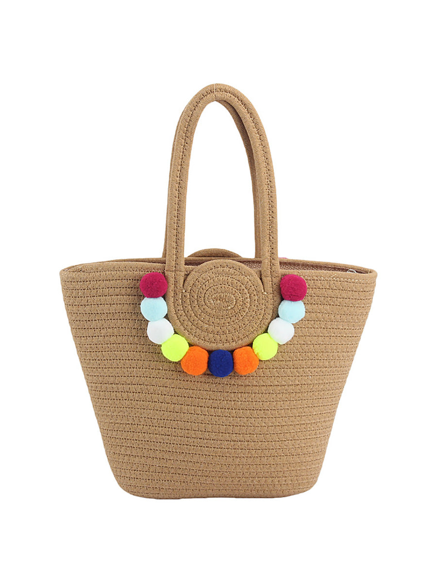 Shoulder Women Ball Bag Colorful Fashion Pendant Cotton