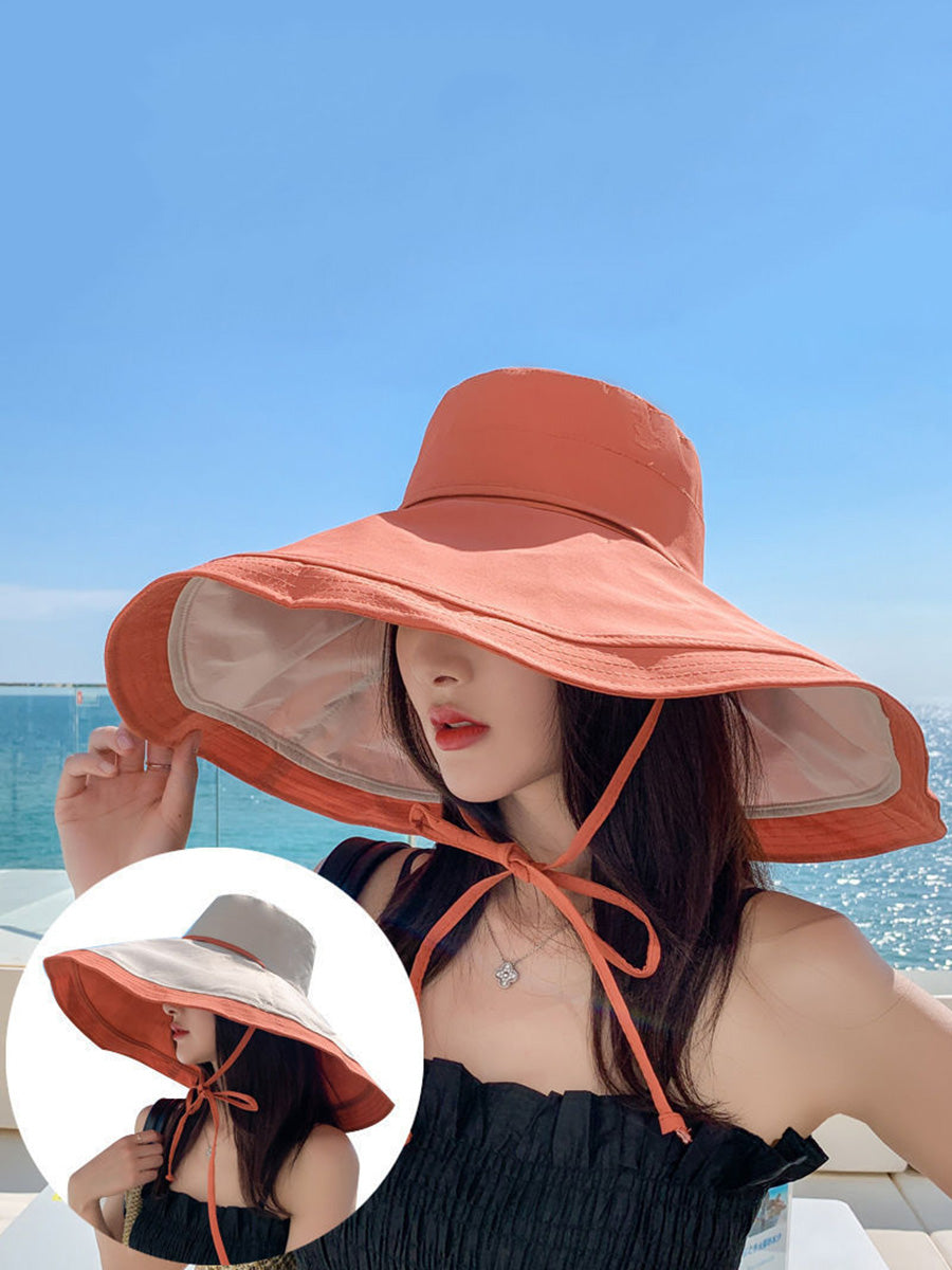 Dual-side Casual Women Brim Wearing Sunproof Hat Large