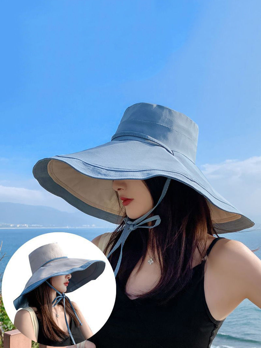 Dual-side Casual Women Brim Wearing Sunproof Hat Large