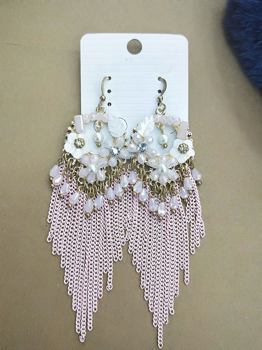 Boucles d'oreilles en alliage de perles et de fleurs pour femmes de style bohème G160