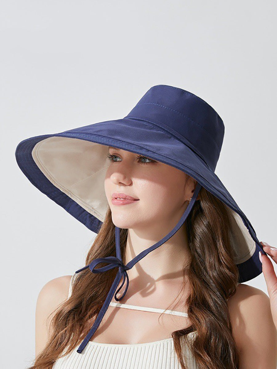 Dual-side Casual Women Brim Wearing Sunproof Hat Large