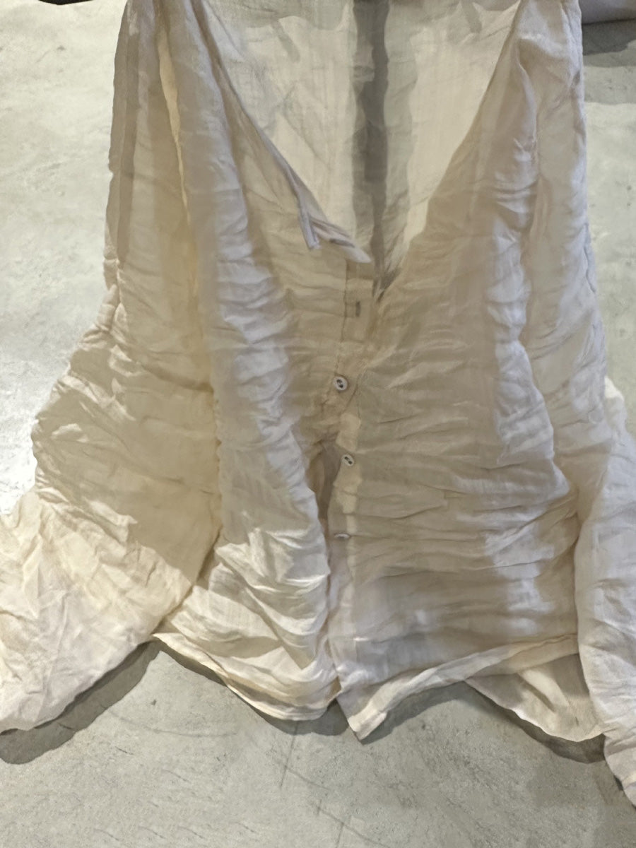 Button Shirt Floral Ramie Women O-Neck Vintage Autumn