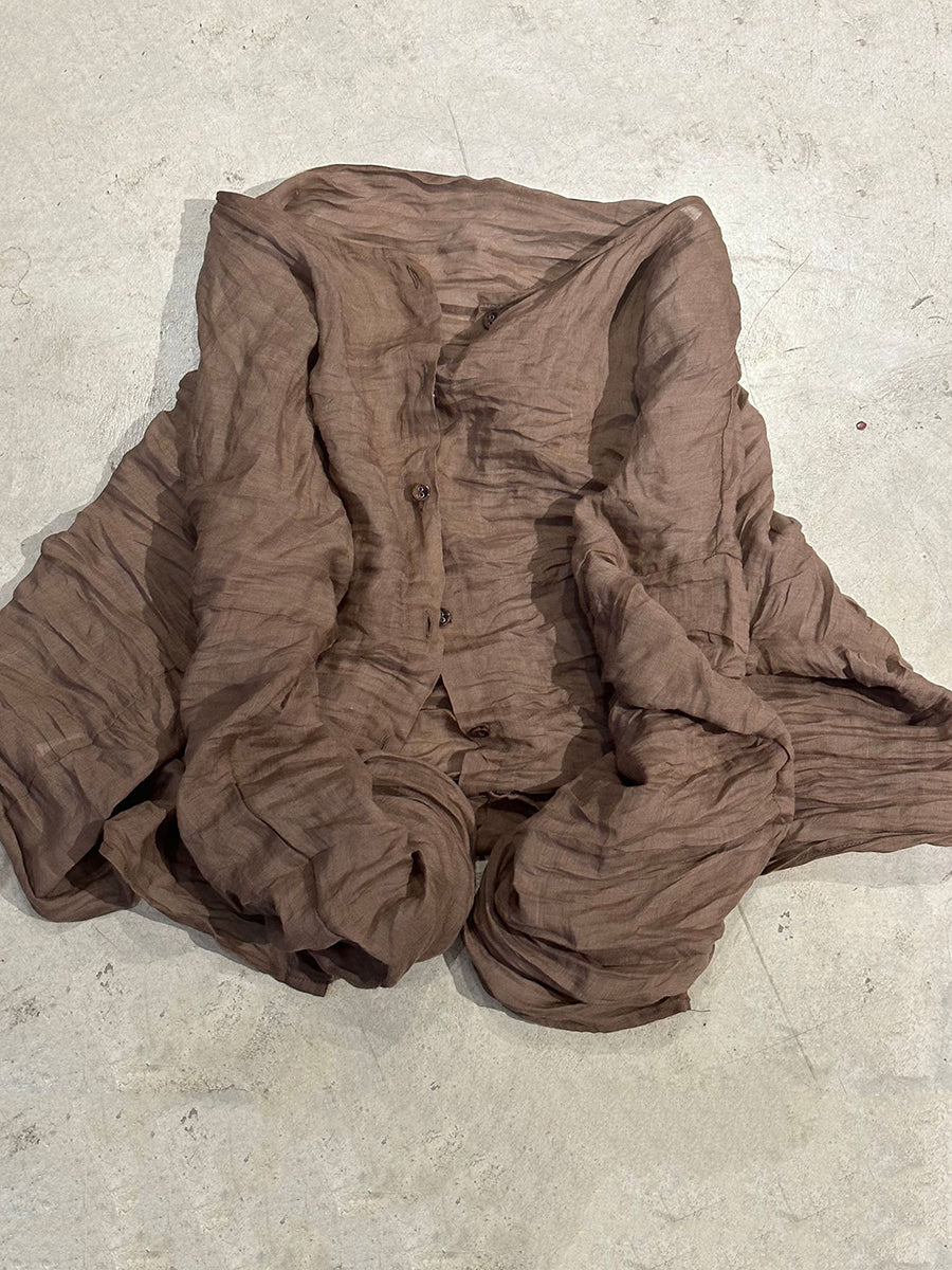 Button Shirt Floral Ramie Women O-Neck Vintage Autumn