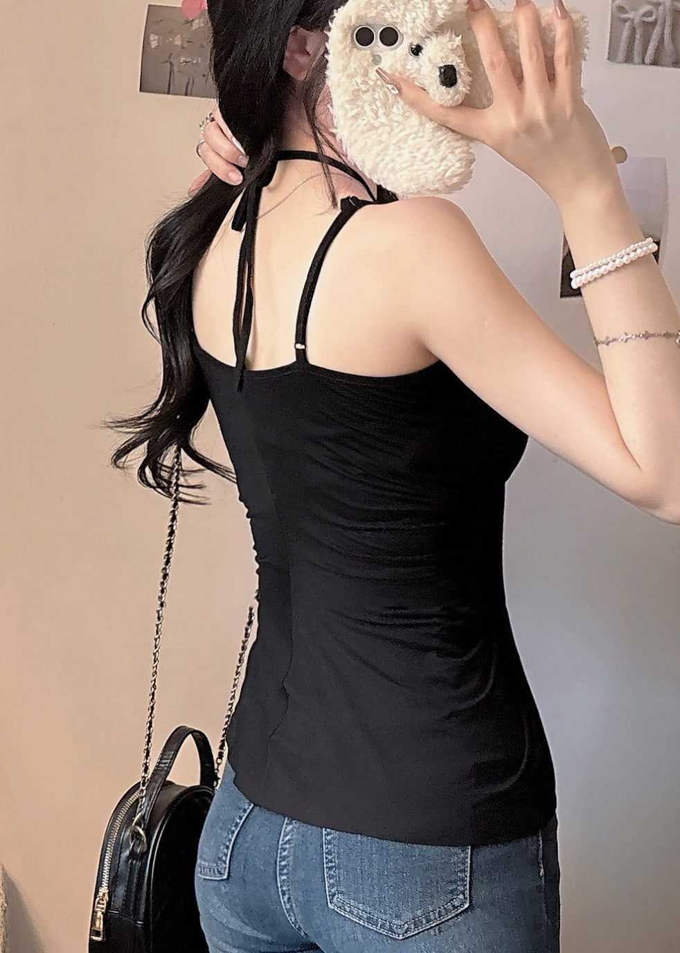 Black Halter Sexy Summer Cotton Asymmetrical Vest