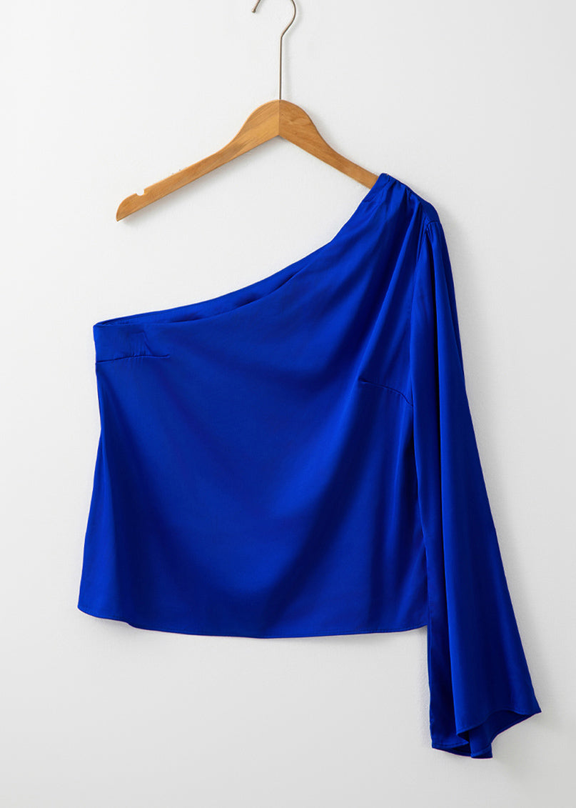 Royal Sexy Shoulder Tops Fall Asymmetrical Blue One