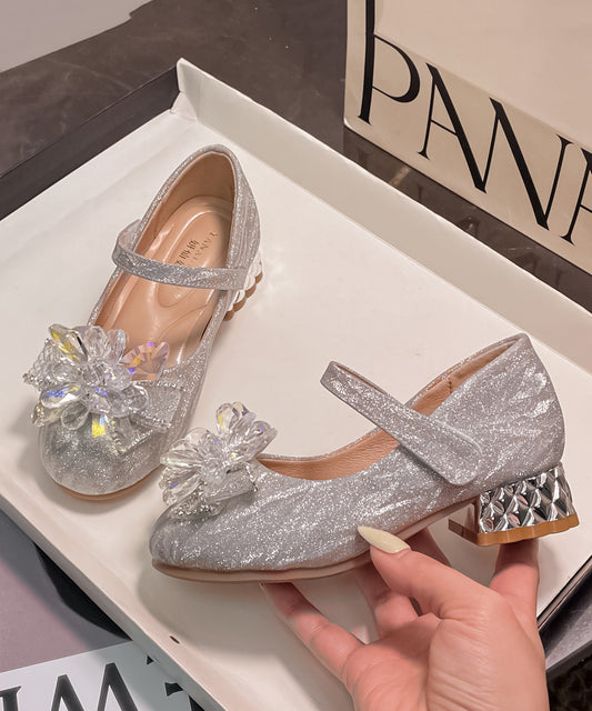 Buckle Strap Silver Stylish Leather Faux Girls Crystal Princess