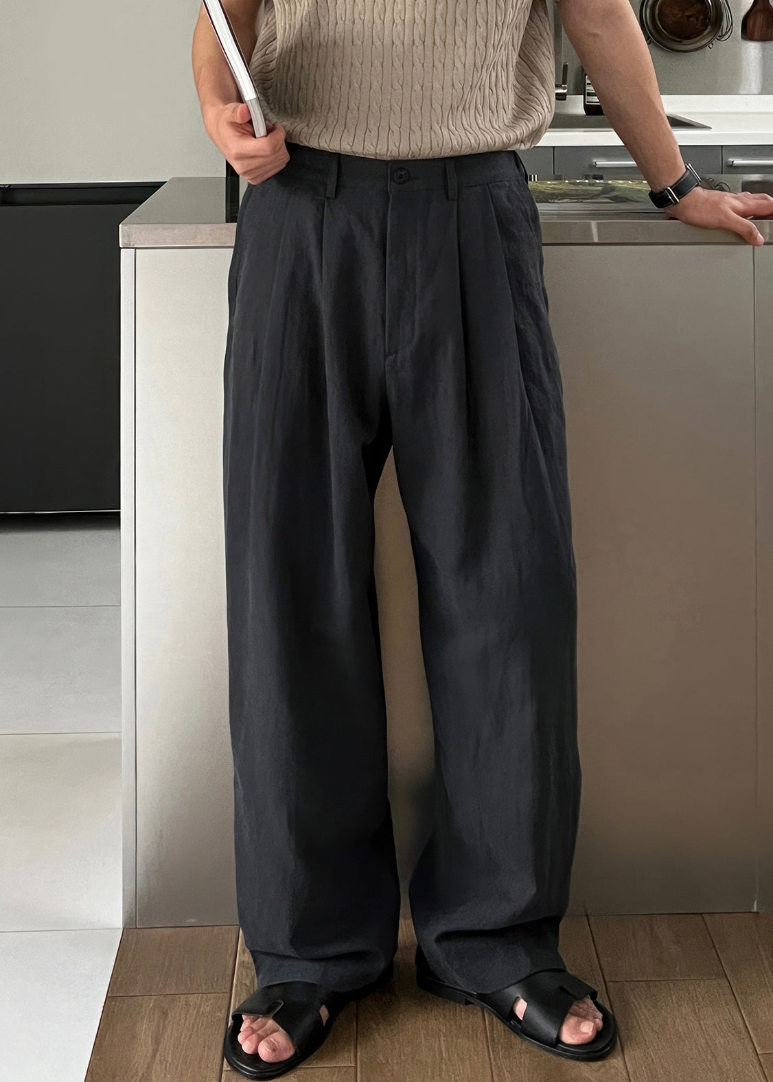 Pants Simple Green Solid Summer Men Waist High Linen Army