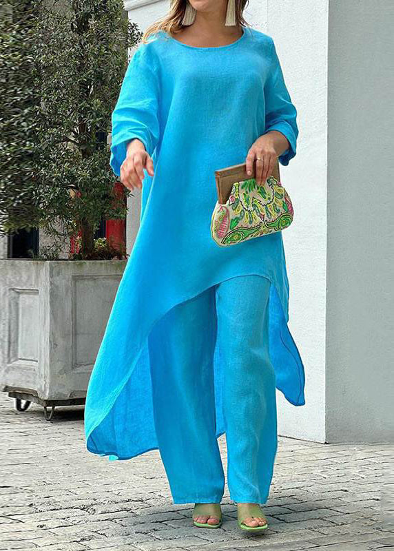 Asymmetrical Simple Leg Blue Wide And Pants Top Patchwork Baby