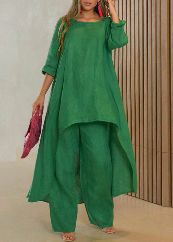 Blue Leg Baby Simple Wide Patchwork Top Asymmetrical And Pants