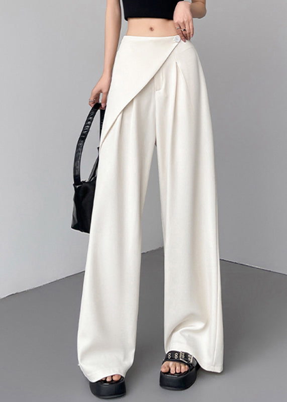 High Leg Waist Wide Patchwork Beige Pants Summer Simple