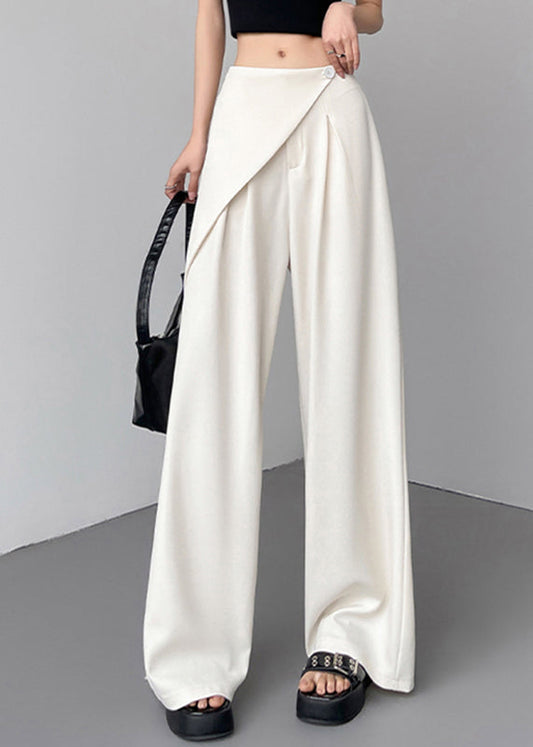 High Leg Waist Wide Patchwork Beige Pants Summer Simple