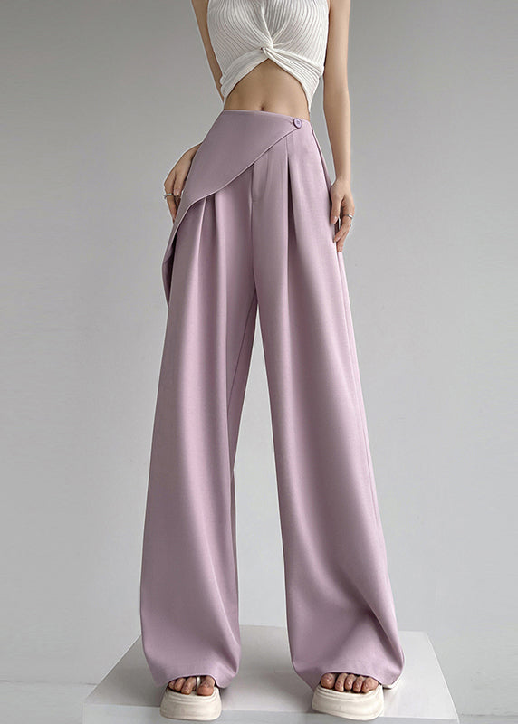 High Leg Waist Wide Patchwork Beige Pants Summer Simple