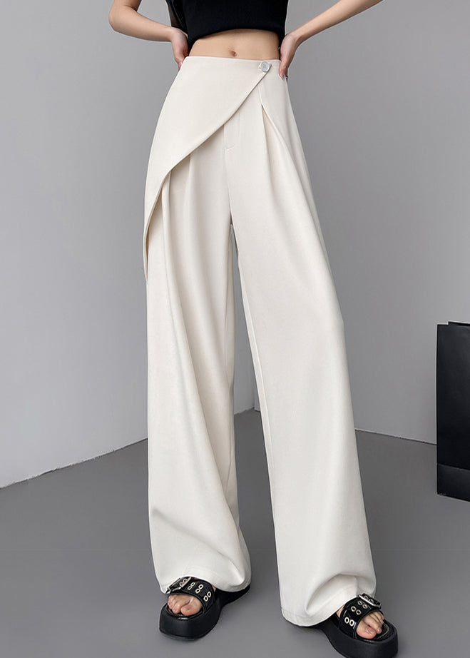 High Leg Waist Wide Patchwork Beige Pants Summer Simple