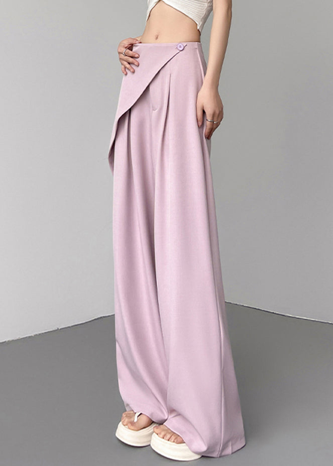 High Leg Waist Wide Patchwork Beige Pants Summer Simple