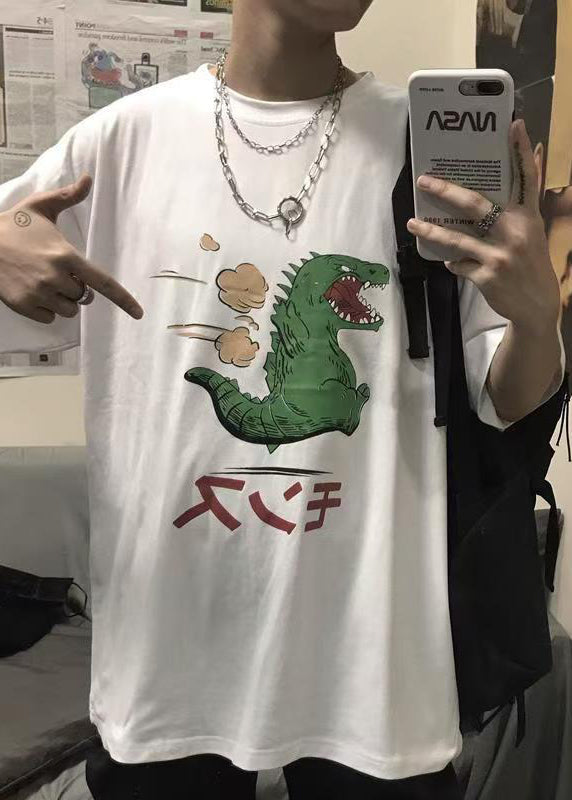 Mens Cozy Simple Graphic Summer Black Tees Cotton Print