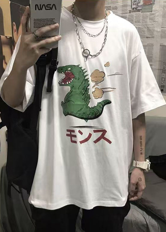 Mens Cozy Simple Graphic Summer Black Tees Cotton Print