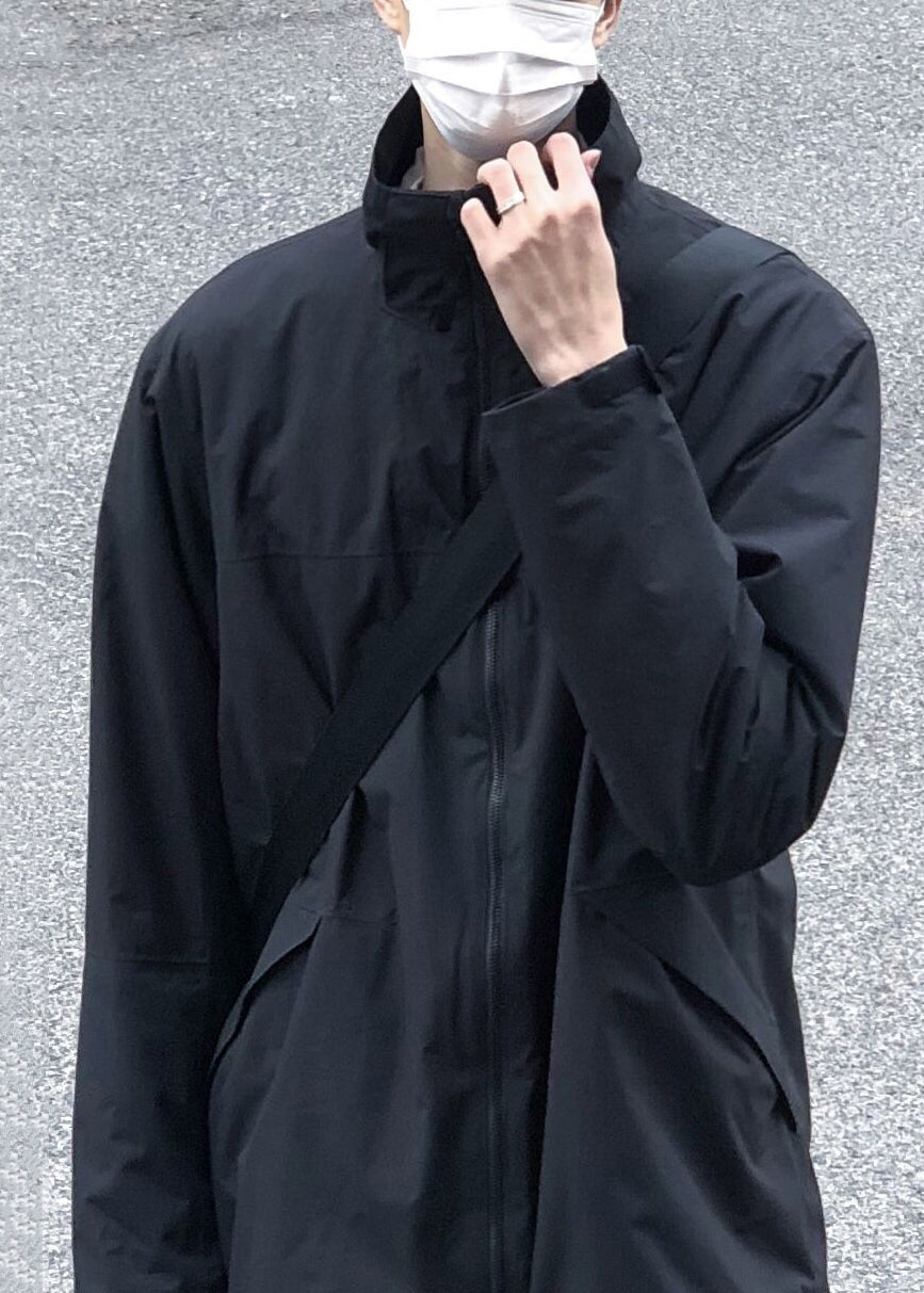 Black Collar Coat Cotton Up Zip Stand Spring Simple Men Solid