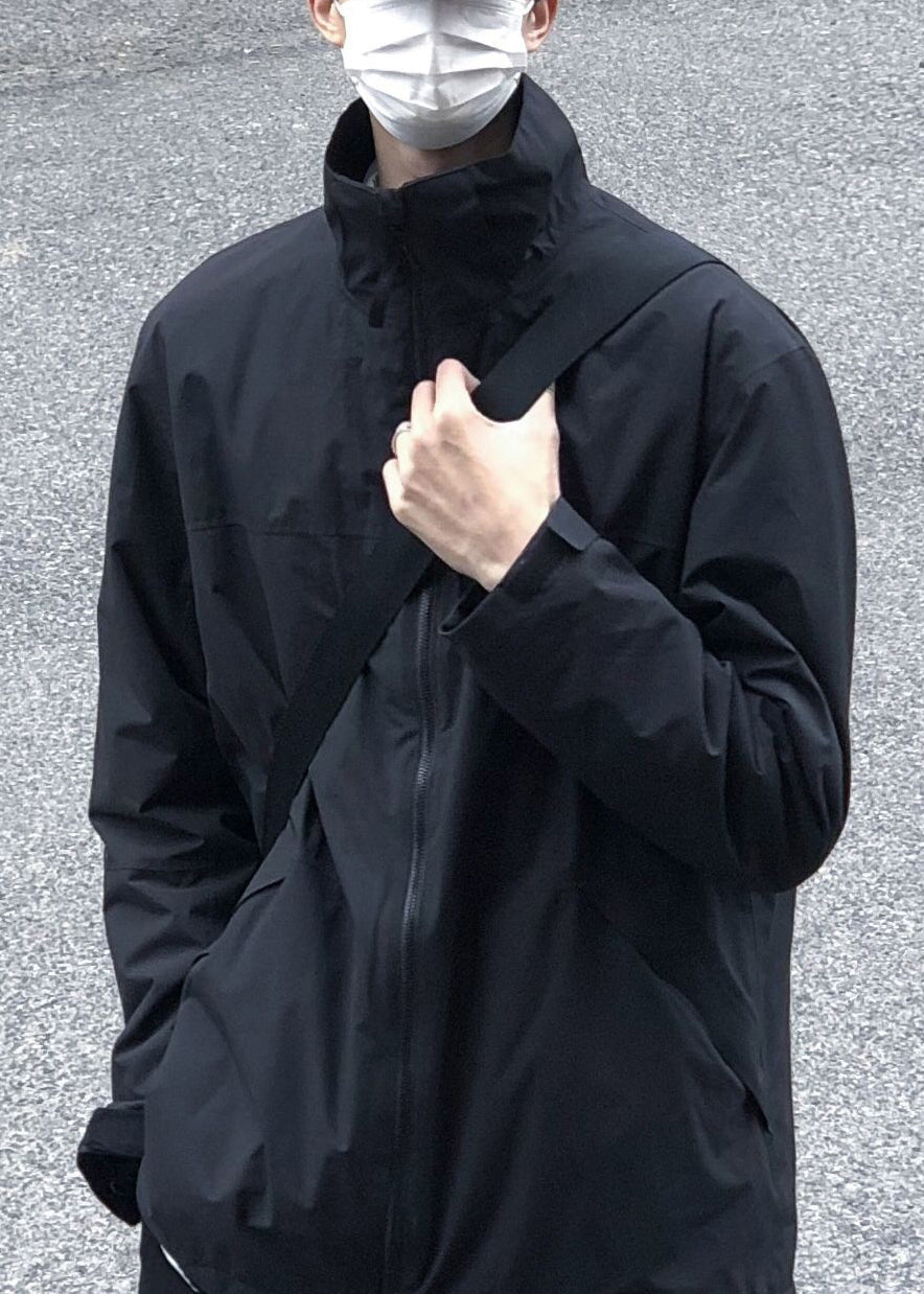 Black Collar Coat Cotton Up Zip Stand Spring Simple Men Solid