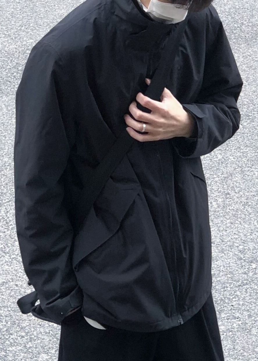 Black Collar Coat Cotton Up Zip Stand Spring Simple Men Solid