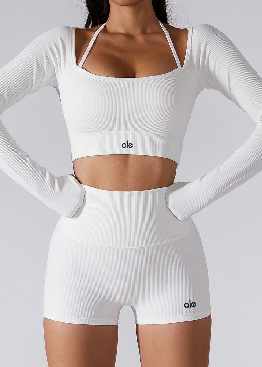 Set Neck Suit U Bra Black And Simple Leggings Yoga