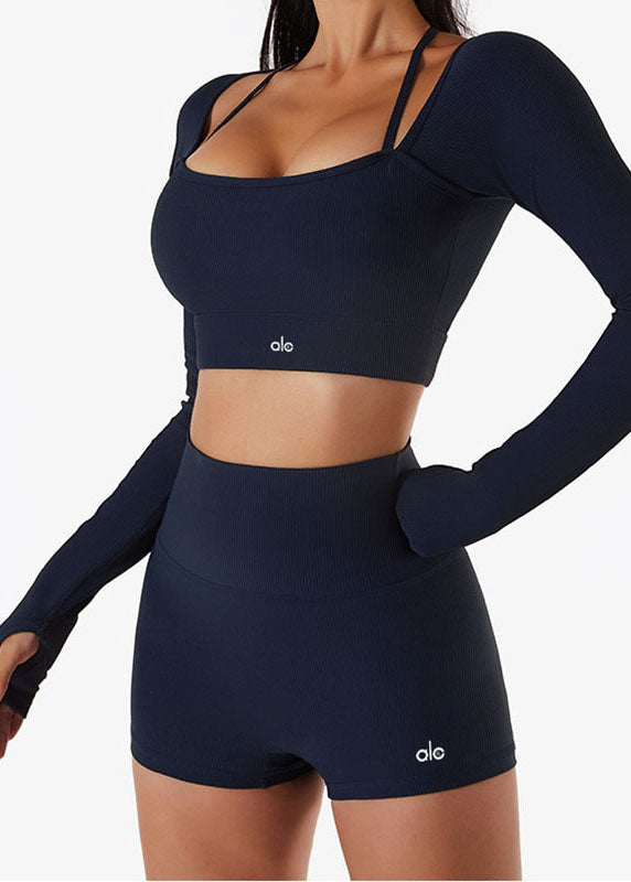 Set Neck Suit U Bra Black And Simple Leggings Yoga