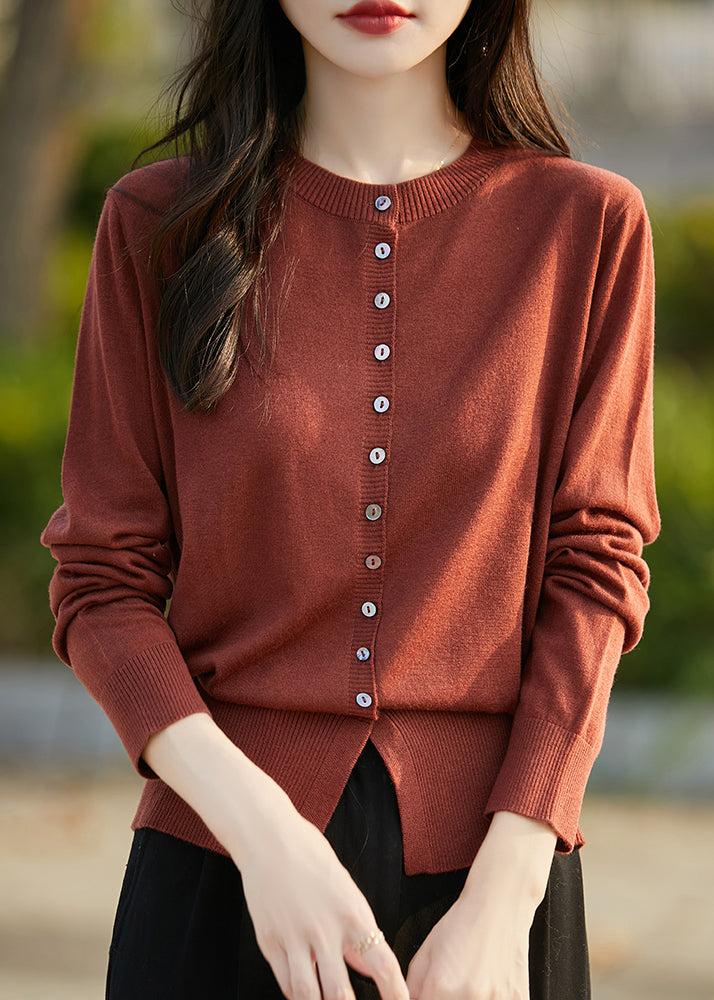 Simple Blue O Neck Button Solid Woolen Coat Spring TF039