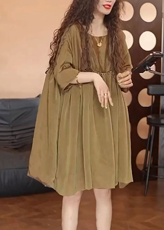 Dress Oversized Day Brown Simple Chiffon Summer