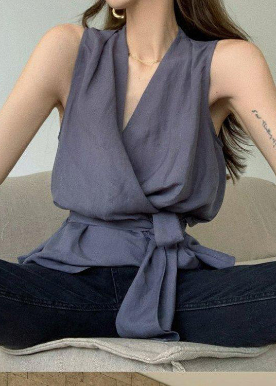 Simple Grey Charcoal Tunic Linen Silm Summer Vest