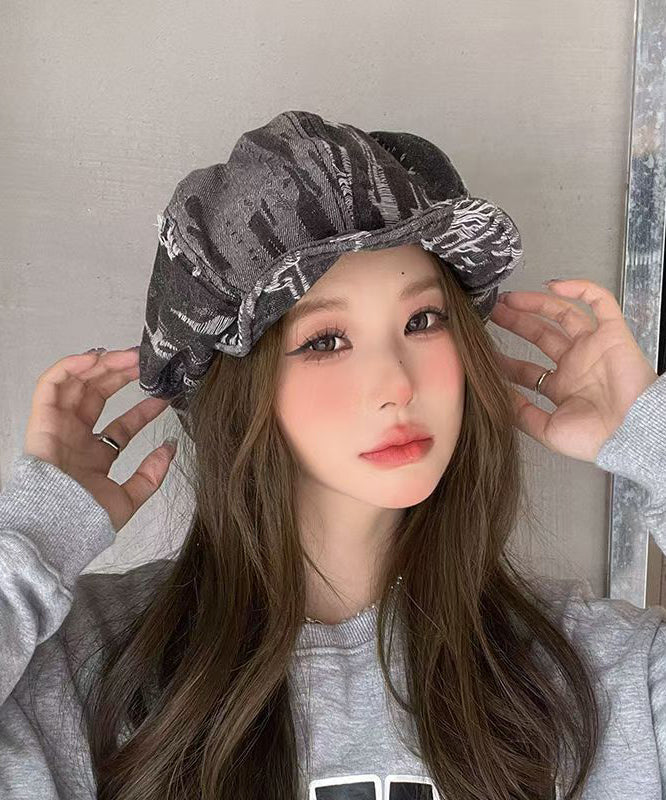 Blue Striped Breton Hat Vintage Fashion Simple Ripped