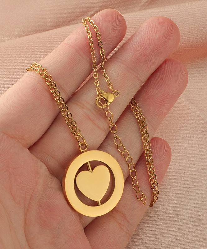 Gold Love Overgild Simple Steel Stainless Necklace Pendant