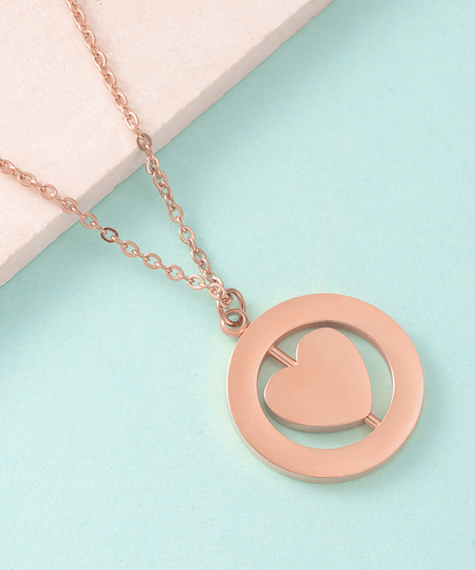 Gold Love Overgild Simple Steel Stainless Necklace Pendant