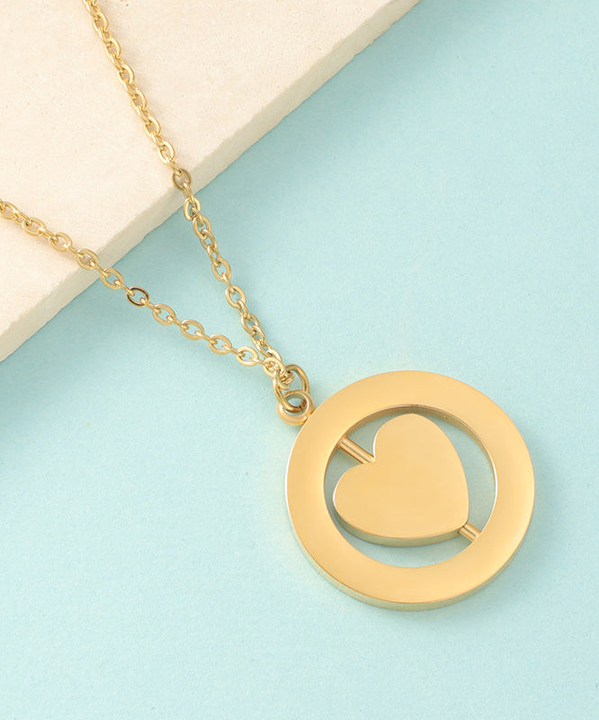 Gold Love Overgild Simple Steel Stainless Necklace Pendant