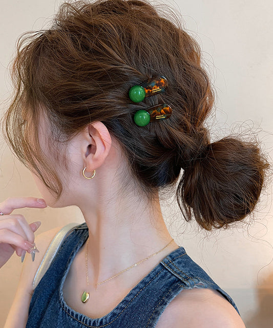 Green Acrylic Alloy Ball Simple Hairpin