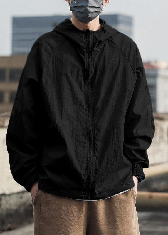 Coat Men Solid Silk Grey Ice Hooded UPF Simple Summer 50+