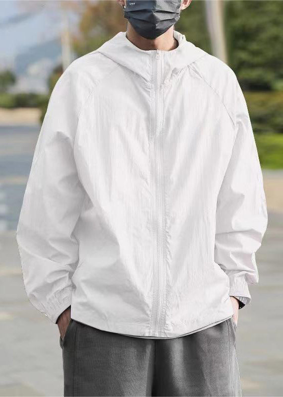 Coat Men Solid Silk Grey Ice Hooded UPF Simple Summer 50+