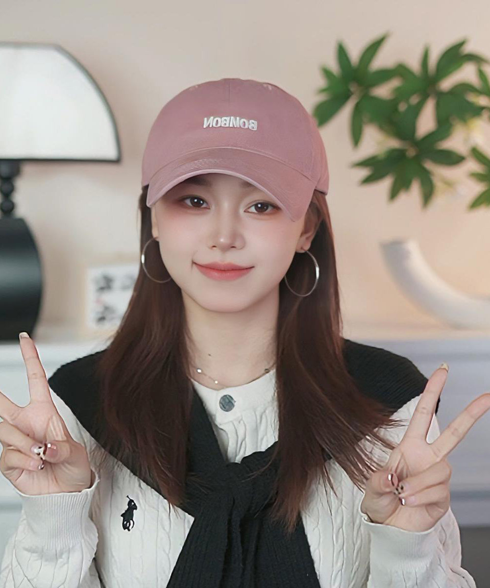 Hat Letter Embroidered Baseball Simple Pink Cap