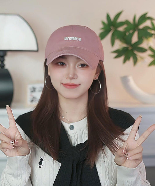 Hat Letter Embroidered Baseball Simple Pink Cap