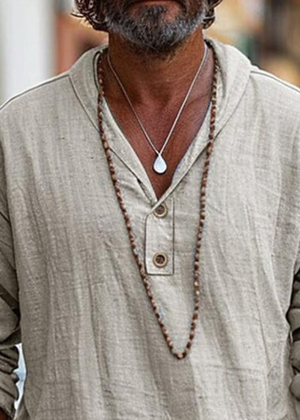 Oversized Shirts Linen Simple Men Solid Fall Button Cotton T