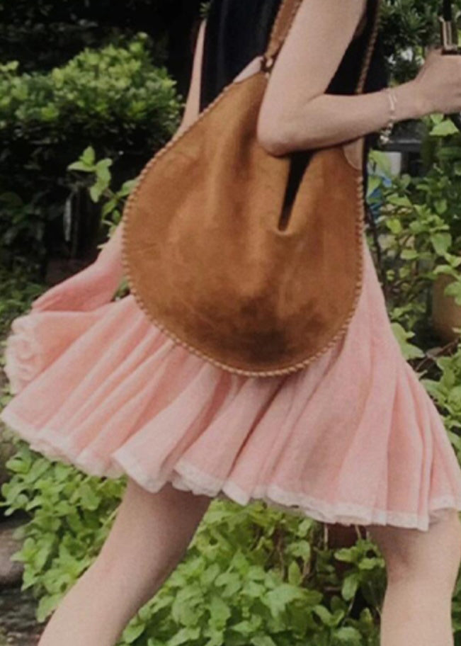 Lace Patchwork A Skirt Summer Pink Simple Line