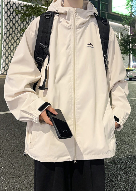 Coats Mens Simple Solid Red Zippered Hooded Cotton Spring