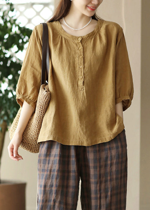 Cotton O Red Simple Bracelet Button Shirts Neck Sleeve