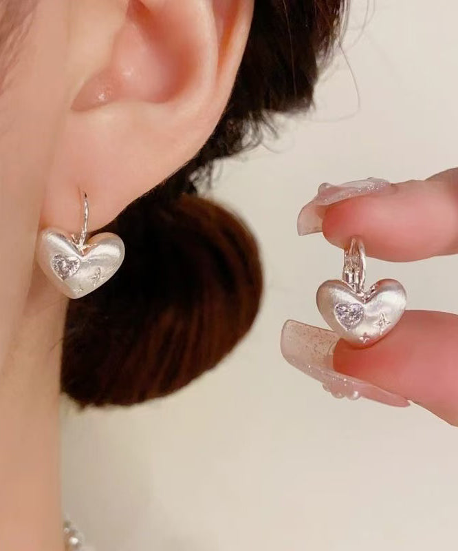 Drop Zircon Earrings Silk Simple Love Copper Alloy