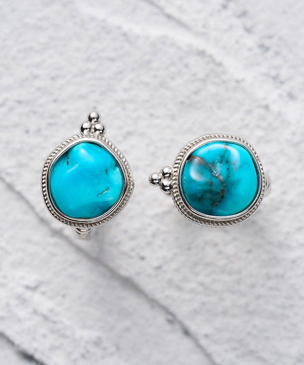 Stud Earrings Silk Turquoise Silver Simple Sterling