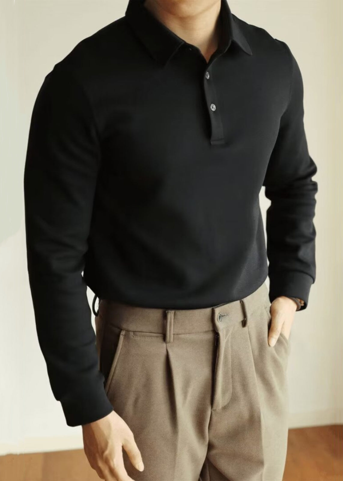 Simple White Button Solid Cotton Men Polo T Shirts Spring TC026