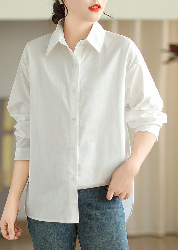 Simple White Oversized Cotton Shirts Spring TM001