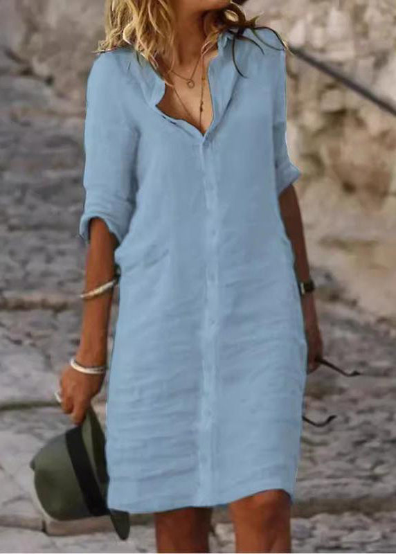 Oversized Day Simple Summer Shirt Dress Linen White