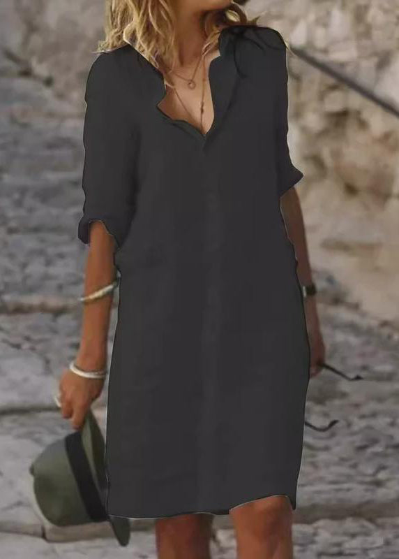 Oversized Day Simple Summer Shirt Dress Linen White